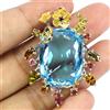 Gemsporium Ciondolo Gemsporium In Argento Sterling 925 Con Topazio Swiss Blue 4,1ct
