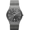 Skagen Orologio Sundby in titanio per uomo, Movimento al quarzo a tre lancette con cinturino in acciaio o in pelle, 37 mm, Grigio