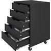 YITAHOME Cassettiera, Mobiletto da Ufficio, 5 Cassetti e 4 Ruote, Regolabile per Cartelle Sospese, Superficie Testurizzata, per Formato A4 e Lettera, Porta Stampante, Ufficio, Studio, Nero