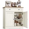 VASAGLE Siren Collezione Credenza Madia, Mobile Soggiorno in Truciolato, MDF, Buffet per Cucina e Ingresso, Ripiani Regolabili, 72 x 40 x 80 cm, Bianco Nuvola, LSC521WJ01