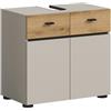 xonox.home Mobile lavabo Aqua 60 x 56 x 35 cm in cashmere melammina - 2 ante e 1 ripiano - Mobile funzionale per il bagno - aspetto semplice, di alta qualità e particolarmente stabile