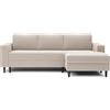 Selsey Divano letto angolare Nalika a forma di L con contenitore in velluto idrofobo color crema sul lato destro