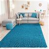 VIMODA Primo Shaggy Tappeto Colore Pelo Lungo tappeti Moderni per Soggiorno Camera Letto, Dimensioni: 150 cm Quadrato - Turchese, Ø 120 cm Rotondo