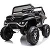 FINOOS auto macchina elettrica per bambini Mercedes Unimog 12V, con telecomando da 2,4 Ghz, motore 4 x 12V 45W, batteria: 12V 10Ah, 1-5 anni (Nero)