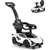 SOARS Macchinina Bambino 3 in 1 con Licenza Lamborghini, Guida Realistica con Volante, Clacson, Musica, Capacità di Carico 25 KG, Macchina Cavalcabile per Bambina e Bambino 18-60 Mesi (Bianco)