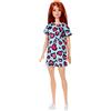 Barbie- Bambola con Capelli Rossi, Vestitino Decorato con Cuoricini e Sneakers Giocattolo per Bambini 3+ Anni, GHW48