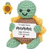 HUKUMA Regalo Festa Della Mamma,Ti Voglio Bene Mamma,Regali Mamma Compleanno,Tartaruga Lavorata a Maglia con Girasole,Supporto Emotivo,Personalizzato Regalo Mamma Compleanno Natale Anniversario