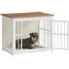 Feandrea Mobile Gabbia per Cani, Gabbia Moderna da Interno con Base Chiusa, 2 Porte, M, per Cani fino a 20 kg, Bassotto, Shih Tzu, Schnauzer Nano, Bianco Nuvola e Marrone Miele PFC022KB01