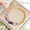 NONE Bracciale a catena AB con giunture in pietra naturale e metallo Bracciale in acciaio inossidabile con cristalli di pietra naturale Bracciale a catena con perline