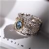 PANJBJ Anello in argento sterling 925 con topazio per le donne Regalo in pizzo che scava fuori ampio versatile grazia gioielli vintage Dropshipping