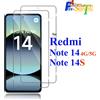 NOAHARK Per Redmi Note 14 4G 5G 14S Protezione schermo da 6,67 pollici Vetro temperato Cristallo Mica 9H HD Trasparente Trasparente Antigraffio