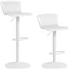 HOMCOM Set HOMCOM di 2 sgabelli da bar, sedie da bar regolabili in altezza con seduta girevole in plastica, schienale curvo e poggiapiedi