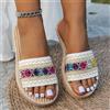 NONE Ciabatte da donna per esterni, piatte, di design, taglie grandi, sandali etnici bohémien, ciabatte da spiaggia alla moda con nappe, ciabatte da donna