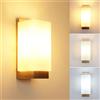 Tealight Lampada da Parete per Interni in Legno Dimmerabile, Moderna con 3 Temperature di Colore, Lampade da Parete Retrò per Camera da Letto 3000K/4500K/6500K (Lampadina E27 Inclusa)