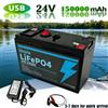 Ddadache Batteria al Litio ad Alta Capacità 🤼 Batteria LiFePO4 a ciclo profondo 24V 150Ah 🤼 ‍ ♂️ Batteria al Fosfato di Ferro, Ideale per Impianti Solari Off-Grid, Campeggio e Camper
