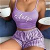 LISCN Pigiama da donna 2 pezzi, top corto e pantaloncini, taglie S M L, bianco, traspirante, morbido, casual, con stampa Love.