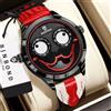 BINBOND Orologio da uomo BINBOND Clown Face, orologio al quarzo preciso da uomo, orologio da polso di lusso impermeabile, casual, robusto, con cinturino in pelle.