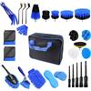 NONE Kit pratico per la pulizia dell'auto, accessori per lucidatura e spazzole per foratura, panni in microfibra, guanto per lavaggio auto, detergente per cerchioni incl. Borsa in tessuto per la cura di