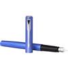 Parker Vector XL, penna stilografica laccata blu metallizzata su ottone, punta fine con ricarica inchiostro nero, cofanetto Prestige