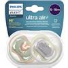 AVENT Confezione da 2 ciucci ultra air Philips Avent - Ciuccio senza BPA per bambini da 6 a 18 mesi (modello SCF085/17)