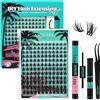 AMZGIRL LASH Kit per extension ciglia a ciuffetti, 144 pezzi, ciglia naturali con adesivo e sigillo bianchi, struccante per ciglia e pinzette