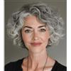 Siudus Parrucche ricci corte grigie per le donne Bob lato parrucca capelli naturale fibra sintetica parrucca quotidiana festa (grigio bianco mix biondo)