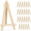 Relaxdays Supporti Segnaposto Legno, Set da 24 Mini Cavalletti Portafoto, Portamenù da Tavolo, per Matrimonio, Naturale