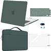 MOSISO Cover Compatibile con MacBook Air 15 Custodia M5 M4 M3 M2 2026-2023 A3448 A3241 A3114 A2941, Cover per Macbook Air 15 Pollici&Sleeve Borsa&Copritastiera&Pellicola&Copri Webcam, Verde Smeraldo