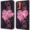 BLOTECH Cover per Redmi 9T Custodia Flip Caso in PU Pelle Bumper Folio Protector a Libro Magnetic Buckle 3D Brillantini Glitters PU Leather Protettiva,Heart to Heart