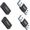 Leloco Adattatore USB 3.0 (4 pezzi), 5 Gbps USB A femmina a femmina, maschio a maschio, adattatore USB per U Stick, cavo, laptop, tastiera, ecc. nero
