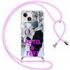 Xylota Cover Personalizzate con Cordino per iPhone 14/iPhone 13, Personalizzata con Foto Testi Immagine Custodia Personalizzabile, Personalizzato Case con Laccio Tracolla per iPhone 13 6,1'', viola
