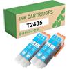 KEUWHLL Cartucce Di Inchiostro Ciano Chiaro 24XL T2435 Compatibili Per Epson E-2435 Per Stampanti Expression Photo XP-55, XP-750, XP-760, XP-850, XP-860, XP-950, XP-960, XP-970 4-Pack