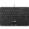 Perixx PERIBOARD-526 ES, Mini tastiera USB con cavo e trackball - Tasti a forbice di tipo X - 28 x 18 x 2,8 cm - 2 hub USB integrati - Italiano