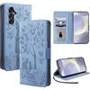 LSPCASA Protettiva Case Per Samsung Galaxy S24 Plus/Galaxy S24+ Funzione Stand Cover S24 Plus Con Cinturino Da Polso Staccabile Cover Samsung S24 Plus Con Slot Per Schede Blu