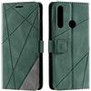 SONWO Cover per Huawei Y6P, Flip Caso in PU Pelle Case Cover Portafoglio Custodia per Huawei Y6P, [Kickstand] [Slot per Schede], Verde