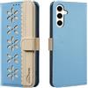 BLOTECH Pizzo Traforato Cover per Samsung Galaxy A26 5G Custodia PU Cuoio Pizzo Traforato Portafoglio Custodia Libro Antiurto 3 Porta Carte Flip Wallet Case per Samsung Galaxy A26 5G - Azzurro
