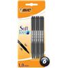 Bic Penne a sfera retrattili, morbide al tatto, ideali per scuola e ufficio, punta media (1 mm), colore nero, confezione da 6