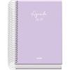 Dohe Agenda scolastica 2026 2027, da settembre a giugno, giorno per pagina, formato A6 (12 x 17 cm), copertina rigida morbida al tatto, rilegatura a spirale, spagnolo e inglese - Serenity Purple