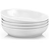 Jeffbaubl 4 piatti fondi in porcellana, ciotole per insalata bianche, per pasta spaghetti e zuppa, set di piatti per pasta, adatti al microonde e alla lavastoviglie (20 cm)