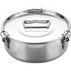 LVYXON Stampo in acciaio inox con coperchio di bloccaggio a 120 gradi, padella rotonda per crème brûlée e cheesecake, manico Cool-Touch, 19,5 x 7,5 cm (A)