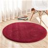 YAOTT Tappeto Shaggy Rotondo Tappeti Soggiorno a Pelo Lungo Antiscivolo Lavabili Moderni Fluffy Tinta Unita Tappeto per Salotto, Tavolino Salotto, Camera da Letto Rosso bordeaux Diametro 160CM