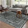 HUGEAR Vintage Tappeto Salotto Nero Tappeti 120x180cm Soggiorno Antiscivolo Lavabile in Lavatrice Tapette Camera da Letto Sala Ufficio Bambina Bambino Pelo Corto Grande Carpet