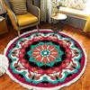 Tomifine Rotondo Tappeto con Nappe Mandala Motivo Tappeti Tessuto Bohémien per Soggiorno, Camera da letto, Lavabile (150 cm,Verde Nero)