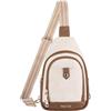 MOSISO Borsa a Tracolla Donna, Piccola Borsa Sling in Pelle PU con Tasche Multiple, Tracolla Regolabile, Borsa Viaggio Impermeabile per Lavoro, Ciclismo, Escursionismo, Beige&Marrone