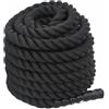 QUAHEAS Battle Rope nera, lunghezza 15 m, peso 11 kg, in poliestere resistente, per allenamento funzionale con manici antiscivolo, ideale per resistenza e coordinazione in palestra e