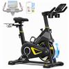 YPOO Cyclette da Casa Silenziosa, Spin Bike con Display LED e App Fitness, Bici da Spinning Magnetica per Cardio Indoor, Resistenza Fluida, Portata 160 kg
