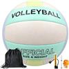 LYPPUL Pallone da pallavolo da spiaggia, morbido e impermeabile, morbido al tatto, con rete e dispositivo di gonfiaggio, per spiaggia, piscina, interni ed esterni (macaron viola e verde)
