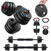 FEIERDUN Set di 2 Manubri Regolabili, 10/15/20/25/30/40 kg, Set di Pesi con Dado Rinforzato, Set di Pesi 5 in 1 Utilizzabile Come Kettlebell, Bilanciere e Supporto per Flessioni