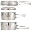 Accarugty Set di pentole da campeggio, 4 pezzi in acciaio inox, pentole e padelle a nido progettato con manici pieghevoli per 2-3 persone escursioni zaino in spalla picnic cucina all'aperto