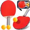 JSMTKJ Set di Racchette da Ping Pong, Set da Ping Pong con 2 Racchette, 3 Palline, 1 Borsa Portatile per Tempo Libero e Allenamento per Principianti, Famiglie